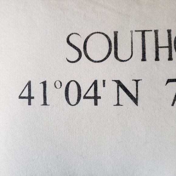 Southold LI Nautical Map Coordinates White Cotton Canvas Down Pillow Beach House - Picture 6 of 10